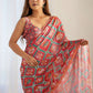 Rajwada Red Silk Blend Bandhini Print & Cutwork Saree For Women