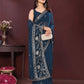 Rajwada Navy Blue Georgette Solid Saree For Women