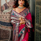Rajwada Pink Silk Blend Solid Saree For Women