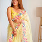 Rajwada Light Yellow Organza Embroidered Solid Saree For Women