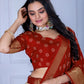 Rajwada Beige And Red Silk Blend Printed Semi-Stitched lehenga For Women
