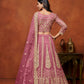 Rajwada Pink Net Embroidered Semi-Stitched lehenga For Women