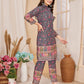 Rajwada Navy Blue Rayon Printed Semi-Stitched Co-Ord Set For Women