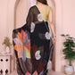 Rajwada Black Georgette Printed & Ruffle Saree For Women