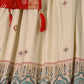 Rajwada Beige And Red Silk Blend Printed Semi-Stitched lehenga For Women