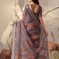 Rajwada Light Brown Linen Cotton Printed Saree For Women