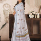 Rajwada Off White Cotton Linen Zari Work Saree For Women