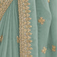Rajwada Sea Green Georgette Crush Embellished Elegant Saree For Women