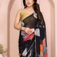 Rajwada Black Georgette Printed & Ruffle Saree For Women
