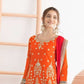 Rajwada Orange Chinon Embellished Semi Stitched Kurta Set For Women