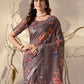 Rajwada Light Brown Linen Cotton Printed Saree For Women