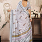 Rajwada Off White Cotton Linen Zari Work Saree For Women