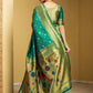 Rajwada Teal Green Silk Blend Woven Pithani Saree For Women