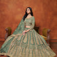 Rajwada Green Net Embroidered Semi-Stitched lehenga For Women