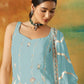 Rajwada Sky Blue Georgette Embroidered Semi-Sitched Kurta Set For Women