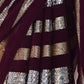 Rajwada Wine Georgette Sequins Saree With Unstitched Blouse For Women