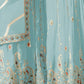 Rajwada Sky Blue Georgette Embroidered Semi-Sitched Kurta Set For Women