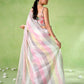 Rajwada Multicolour Cotton Linen Solid Printed Saree For Women