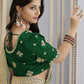 Rajwada Green Georgette Crush Embellished Elegant Saree For Women
