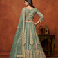 Rajwada Green Net Embroidered Semi-Stitched lehenga For Women