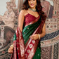 Rajwada Green Silk Blend Solid Saree For Women