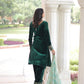 Rajwada Dark Green Velvet Embellished Kurta Set For Women