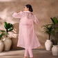 Rajwada Pink Organza Embroidered Stitched Co-Ord Set For Women