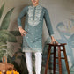 Rajwada Green Viscose Silk Embroidered Stitched Kurta For Men