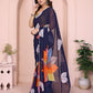 Rajwada Blue Georgette Printed Saree For Women