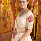 Rajwada Off White Viscose Rayon Rabari Work Semi-Stitched lehenga With Stunning Tassels For Women