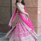 Rajwada Pink Georgette Embellished Semi Stitched Lehenga For Women