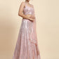 Rajwada Baby Pink Georgette Embellished Semi-Stitched Lehenga For Women