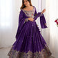 Rajwada Purple Silk Blend Embroidered Semi-Stitched lehenga For Women