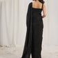 Rajwada Black Organza Solid Ready To Wear Saree With Stitched Blouse For Women