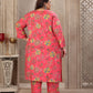 Rajwada Dark Pink Rayon Printed Kurta Set For Women