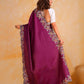 Rajwada Wine Silk Blend Embroidered Saree With Unstitched Blouse For Women