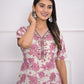Rajwada Off White And Pink Chanderi Embroidered And Printed Stitched Kurta Set Without Dupatta For Women