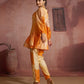 Rajwada Orange Cotton Blend Printed Co-ord Set For Women