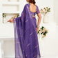 Rajwada Violet Cotton Linen Zari Work Saree For Women
