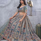 Rajwada Grey Organza Embellished Semi-Stitched Lehenga With Unstitched Blouse For Women