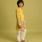 Rajwada Yellow Viscose Silk Embroidered Kurta Set For Kids
