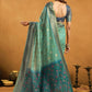 Rajwada Aqua Blue Cotton Blend Solid Saree For Women