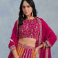 Rajwada Pink And Orange Georgette Embroidered Semi-Stitched lehenga For Women
