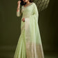 Rajwada Pista Green Silk Blend Woven Checked Saree For Women
