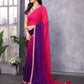 Rajwada Pink And Blue Georgette Lace Work Saree With Unstitched Blouse For Women