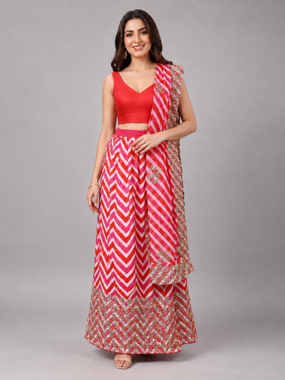 Multicolor Silk Blend Embroidered Lehenga