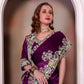 Rajwada Wine Jimmy Choo Embellished Saree For Women