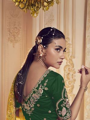 Rajwada Yellow Satin Embroidered Elegant Saree For Women