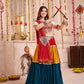 Rajwada Multicolor Cotton Blend Solid With Golden Border Semi-Stitched Lehenga For Women