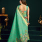 Rajwada Turquoise green Cotton Blend Printed Saree For Women